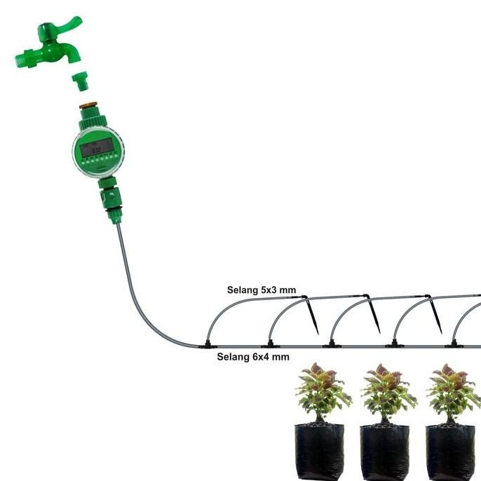 JIRIFARM PAKET #3 DRIP IRIGASI - DIGITAL WATER TIMER PENGATUR OTOMATIS AIR KERAN SELANG