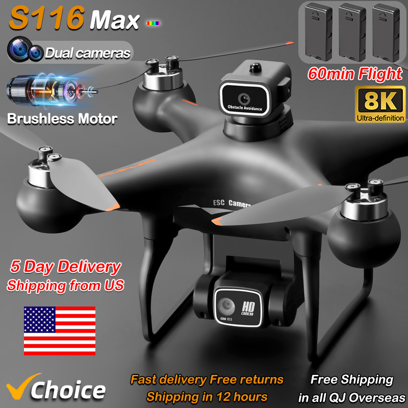 FIDU S116 MAX Drone Professional with 3 Batteries 8K Dual Camera Optical Flow Brushless 360° Obstacl