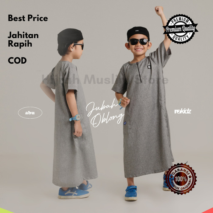 Baju Jubah Gamis Muslim Anak Laki Laki Cowok Bahan Katun Madinah ROSAL