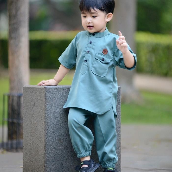 Setelan koko anak usia 0- 6 tahun Baju Katun Motif Muslim Pendek Lembut Toyobo Nyaman Kurta Panjang