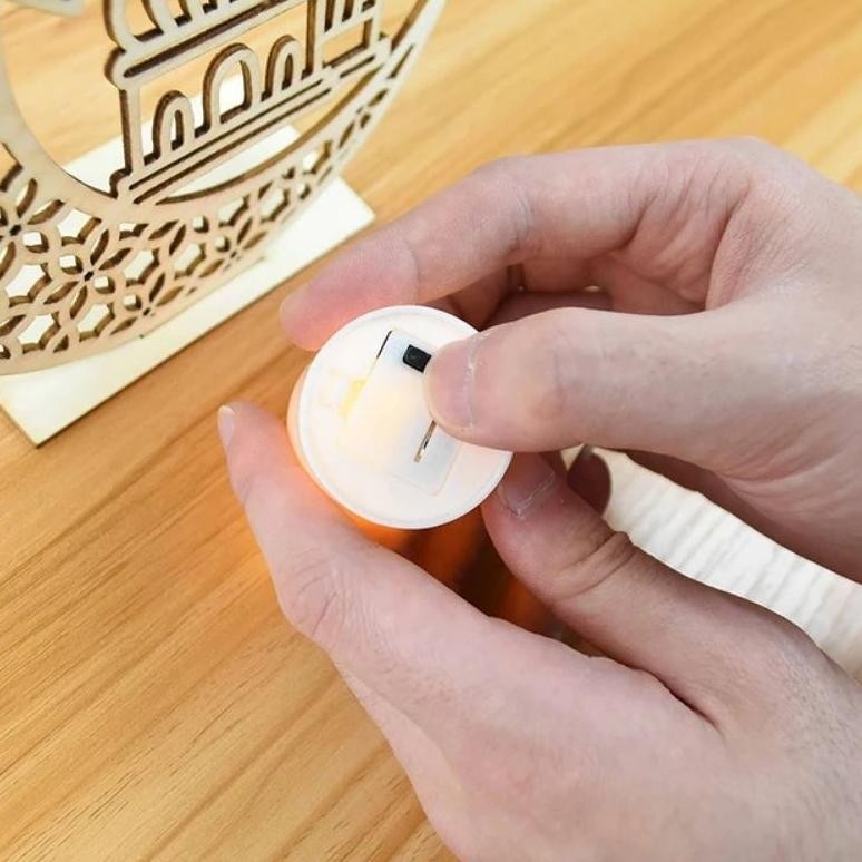 TERLARIS Lampu Dekorasi Bahan Kayu Lampu Hias Idul Fitri Lentera Ramadan Properti Foto Idul Fitri da