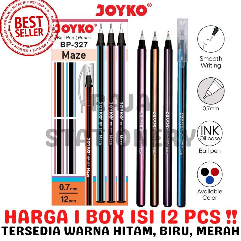 

TERMURAH !! BALL PEN JOYKO MAZE PULPEN LILIN PULPEN HITAM BIRU MERAH JOYKO BP-327 LUSIN [12PCS] RAJA BIG BOX