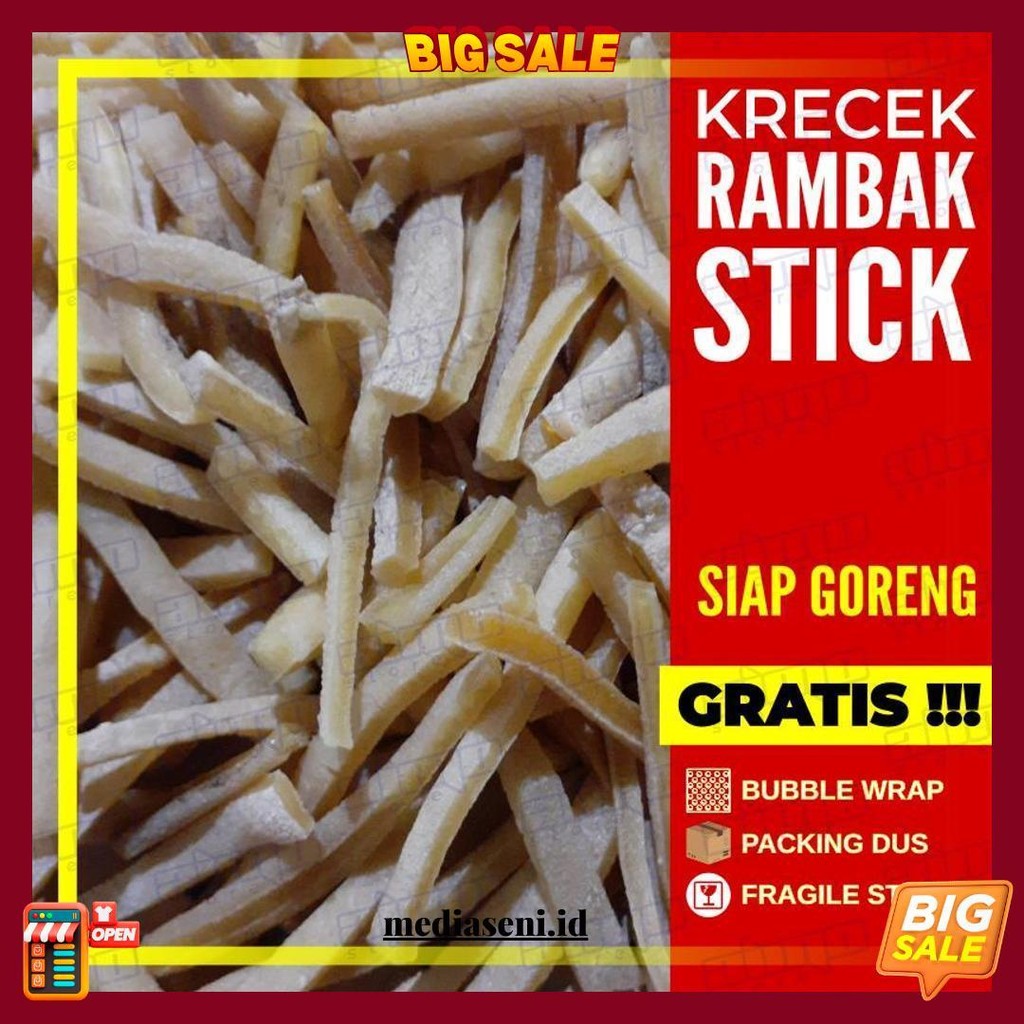 

200 Gram - Stick Dorokdok Mentah Krecek Kerupuk Rambak Kulit Sapi Krupuk Kerecek Asli Mojokerto Halal 200Gr Cod