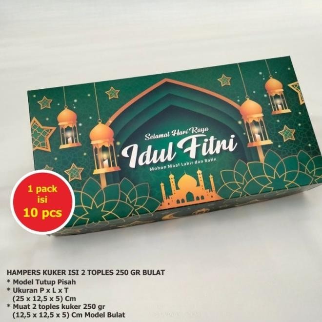 

Limited terbaru Box Lebaran isi 2 Toples 250 gr Dus Cake Packaging Hampers Idul Fitri Lebaran