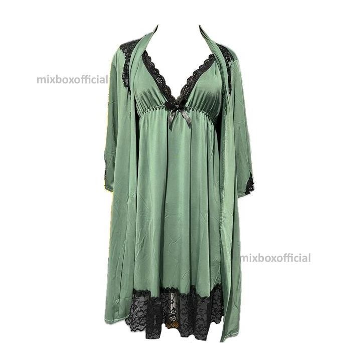 

Mixbox Kimono Wanita Dress Spandex Sutra Lace Lingerie Non Trawang Ld Jumbo - Zola Set Original