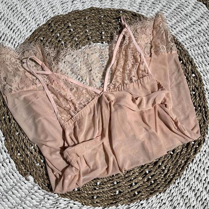 

[ Happy Girl Shop ] Baju Dinas Wanita Nightdress Lingerie Transparan Menerawang Bra Corak Soft Lace Flower Sweet Romantic Gairah Godaan Open Back Mid Style Strechy Strap Shoulders Minimalis Adjust Include G-String Sifon Lace Halus Import #31Ren Original