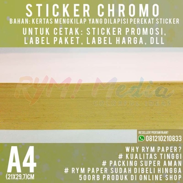 

STICKER CHROMO A4 1 RIM / STIKER GLOSSY MENGKILAP 500 LEMBAR BYSAMEDAY