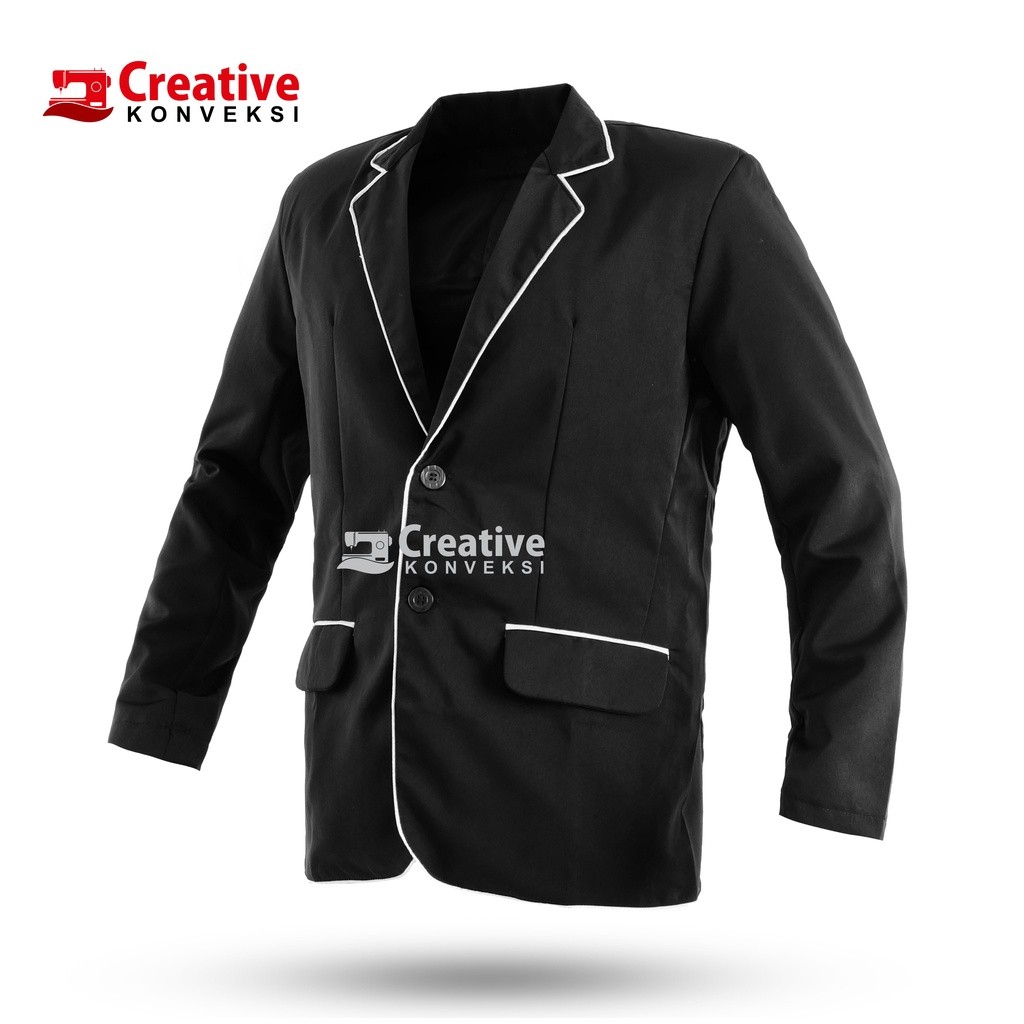 NEW PROMO (BISA COD) JAS ALMAMATER SEKOLAH OSIS SMP SMA PONDOK PESANTREN / blazer korea hitam lis