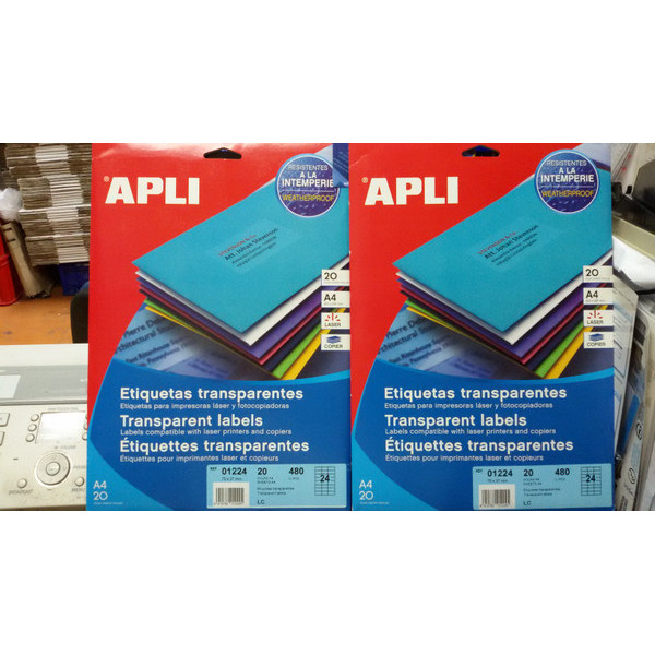 

APLI TRANSPARANT LABEL REF 01224