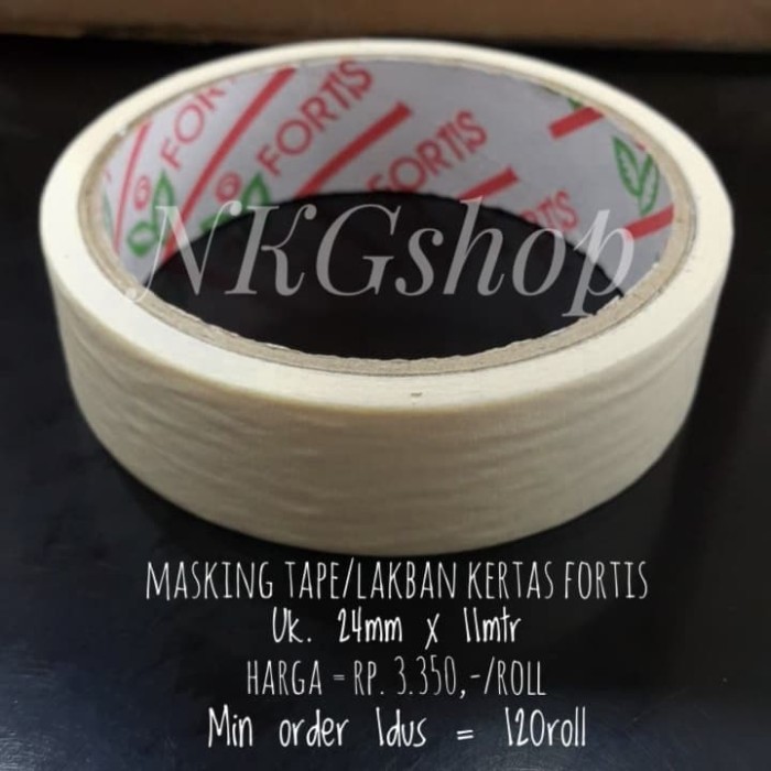 

MASKING TAPE/LAKBAN KERTAS FORTIS UK. 24MM X 11MTR (MIN 1DUS = 120ROLL