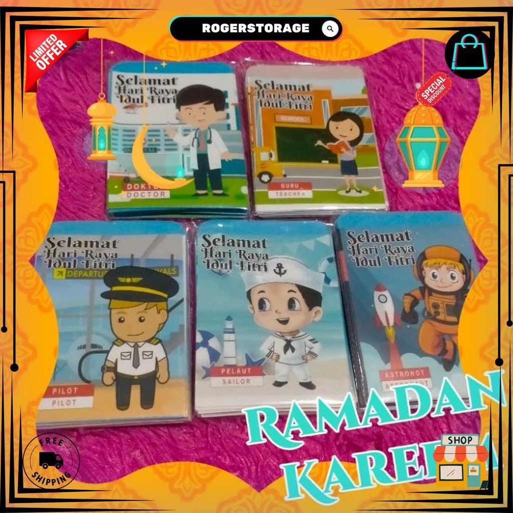 

50 Pcs / 5 Pack Amplop Mini Lebaran Random D Gratis Ongkir