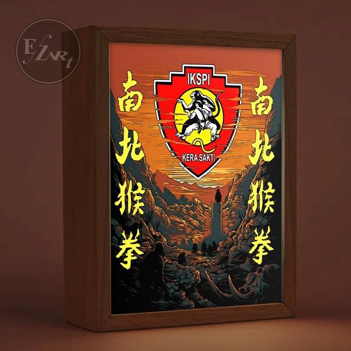 terbaru  pigura lukisan menyala tema silat ikspi kera sakti bingkai lampu led light painting art