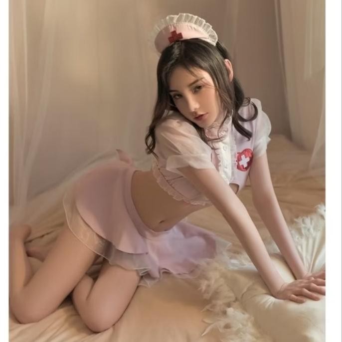 

Lingerie Sexy Hot Cosplay Nurse Transparan Kostum Suster Perawat Seksi Original