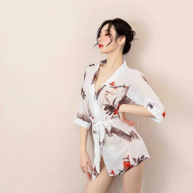 

Lingerie Sexy Hot Piyama Kimono Set Bodysuits Baju Tidur Wanita Premium Satin Gaun Malam 1084 Original