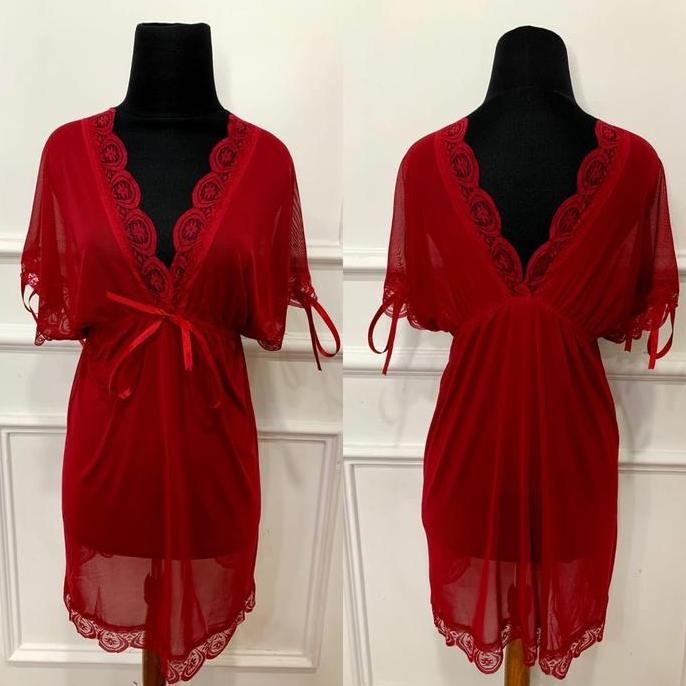 

Lindagalz Seravim Pakaian Tidur Wanita X60 Dress Lingerie Busui Satin Daster Bumil Rayon Panjang Original