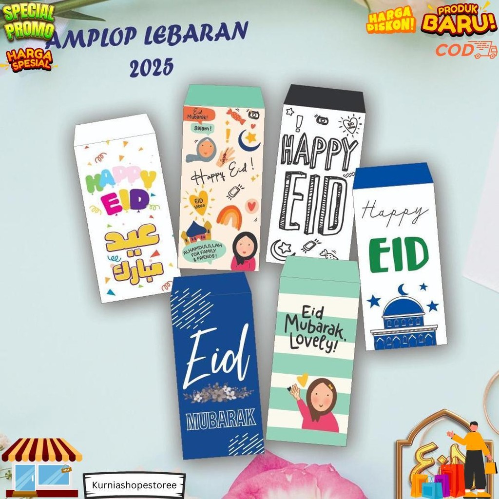 

(10 Pcs) Amplop Lebaran/Eid Mubarak/Idul Fitri/Ramadhan Kareem/Amplop Angpao Lebaran Motif D Gratis Ongkir