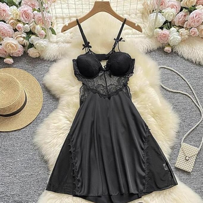 

[Goodkitty] L56 Lingerie Sexy Satin Baju Tidur Seksi Wanita /Lingerie Cup Bra Baju Tidur Wanita / Baju Tidur 0056 Original