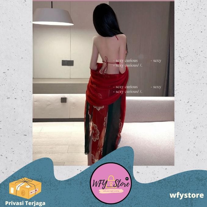 

Sexy Lingerie Red Ghost China Wanita Set Baju + Rok + Selendang Original