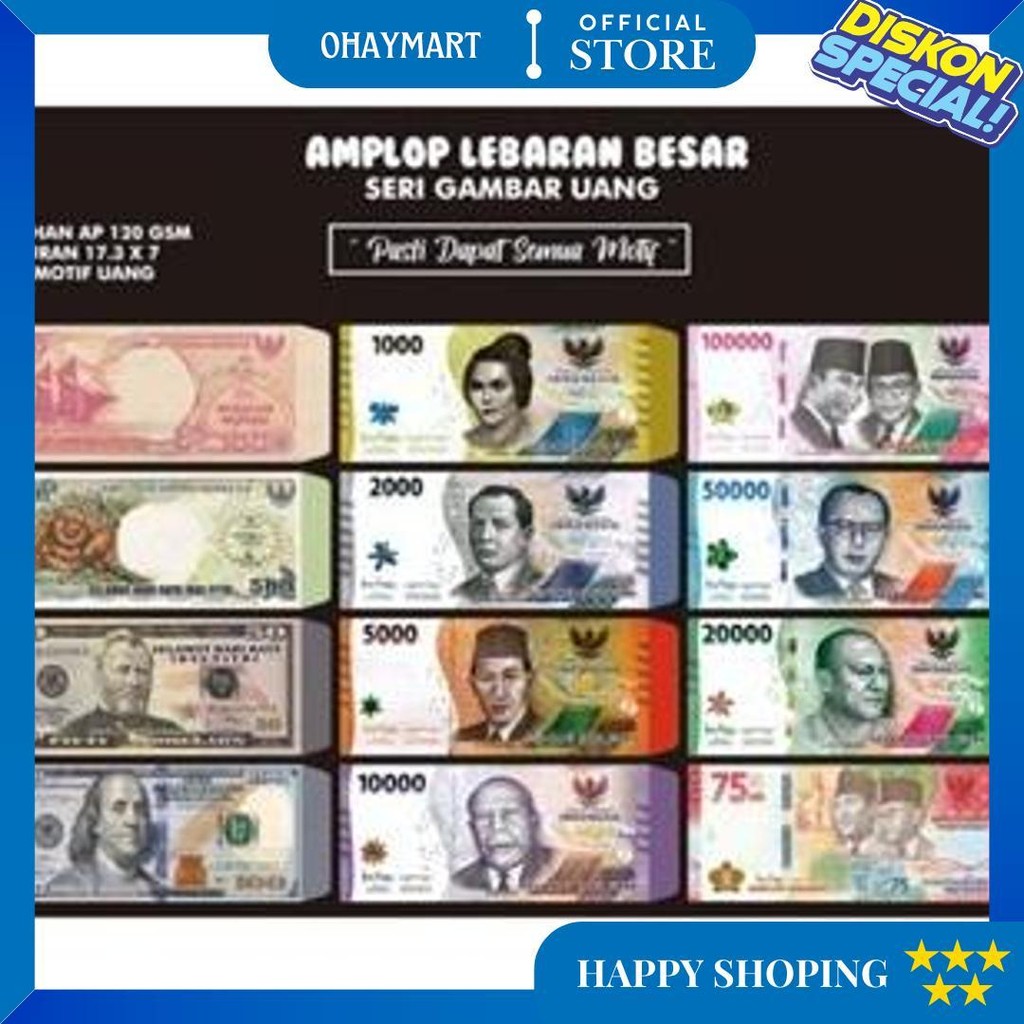 

Amplop Lebaran Motif Uang Bahan Tebal Premium Bebas Pilih Motif - Isi 10 D Best Seller