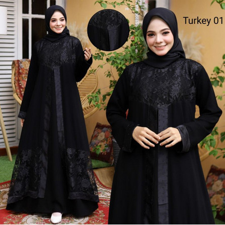 Gamis Mewah Dress Abaya Hitam Dubai Turkey Arab Turkey 01