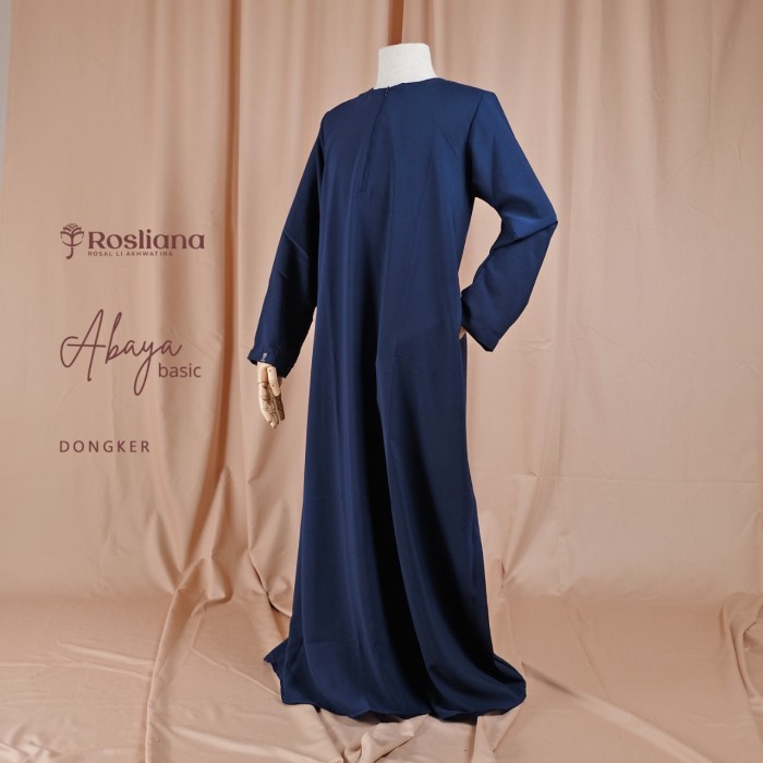 Abaya Basic ROSLIANA Biru Dongker baju gamis abaya arab wanita muslim simple polos tidak menerawang