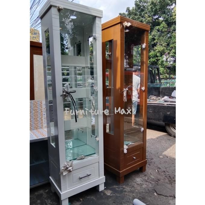 Lemari Pajangan Kaca Minimalis 1 Pintu Putih / Lemari Kaca 1 Pintu