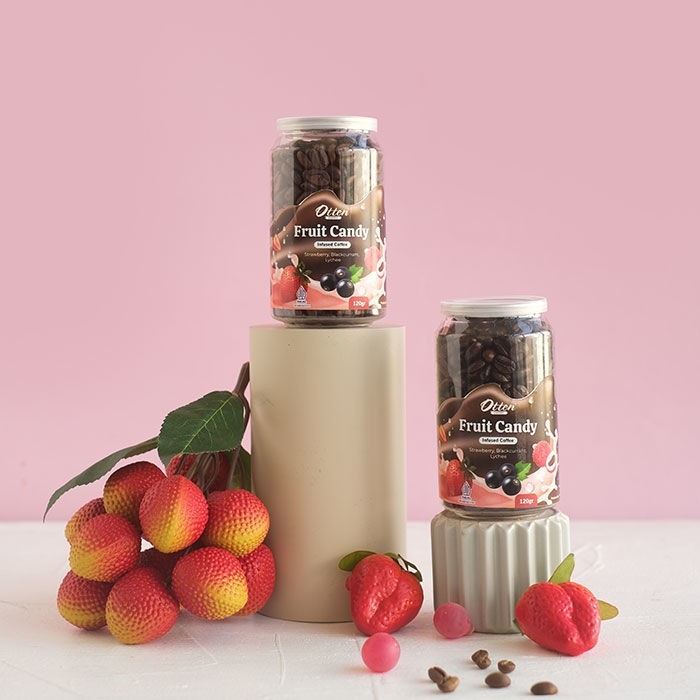 

- Biji Bubuk Kopi Infused - Fruit Candy Arabica Coffee 120Gr