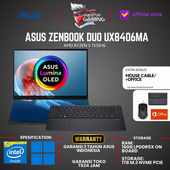 Asus Zenbook Duo Ux8406Ma Core Ultra 7 155H Intel Arc 3K Oled Touch