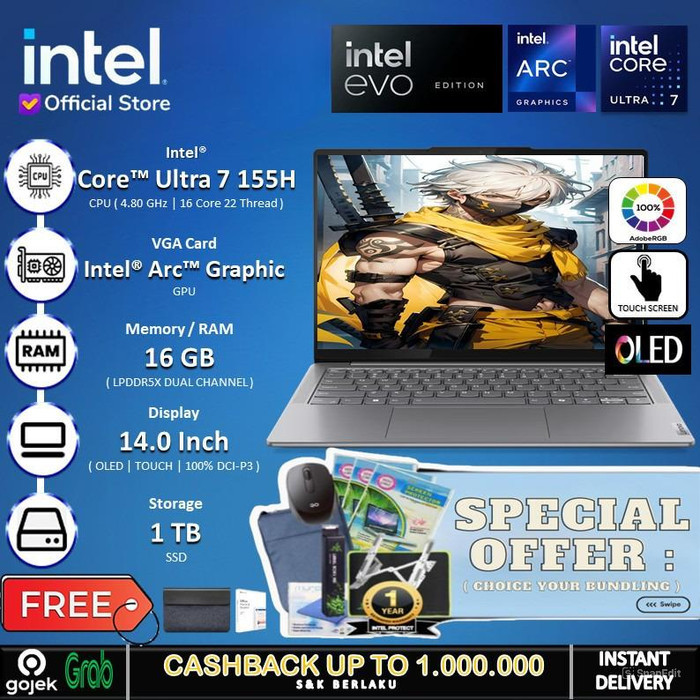 Lenovo Yoga Slim 7 Oled Evo - Core Ultra 7 155H 16Gb 1Tb 14.0" Touch