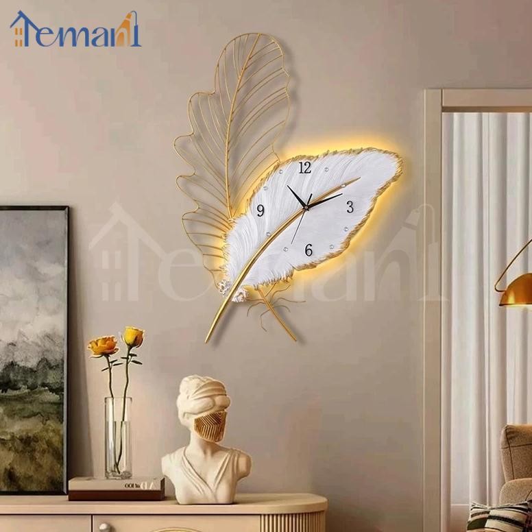 Lampu Dinding nimalis Jam Ruang Tamu Remote LED 3 Warna 65*52cm Lampu Dinding Ruang Tamu nimalis Ben