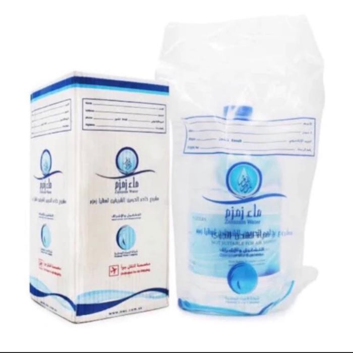 

terbaru !!! air zam zam 5 liter (asli non barcode)oleh oleh haji water herbal ready