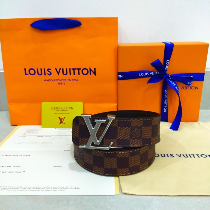 Ikat Pinggang LV Belt Premium Mirror Original - Damier Ebene