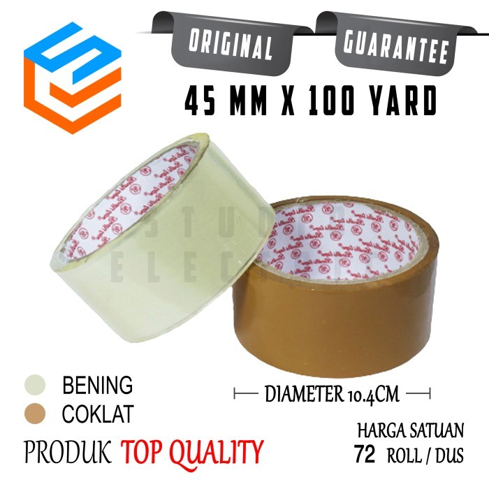 

[DUS 72 ROLL] LAKBAN BENING / COKLAT 45MM X 100 YARD PLAKBAN SELOTIP 2 INCH 100YARD