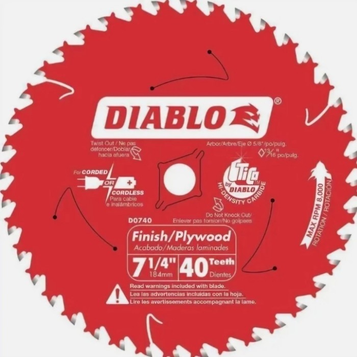 

PROMO! DIABLO D0641 6-1/2 INCH & D0740 7-1/4 INCH 40T FINISHING SAW BLADE Mata Gergaji Circular Saw