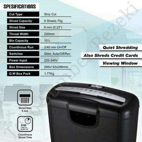 

Mesin Penghancur Kertas Kartu Promaxi S100 Paper Shredder A4 F4 Folio