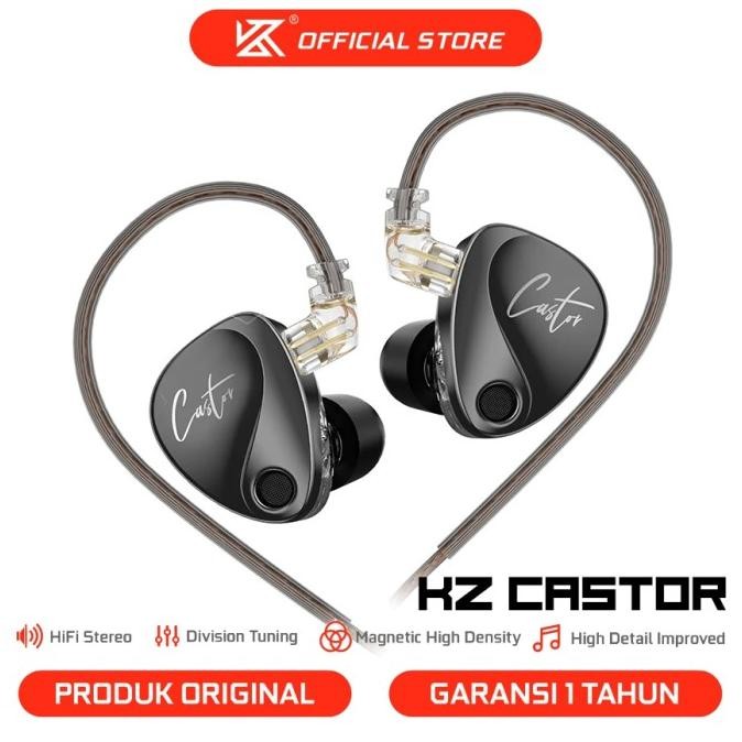 [KZ Official Store] KZ Castor with Mic In Ear Monitor Earphone Dynamic Terlaris