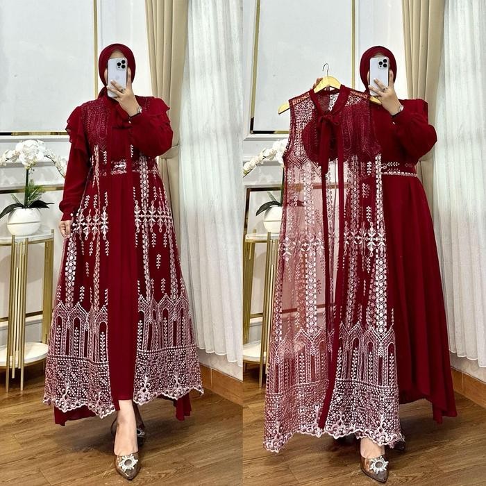 DRES MEWAH BRUKAT TILE ROMPI LEPAS PASANG TERBARU+DRES BRUKAT ROMPI TERBARU+GAMIS BRUKAT TILE