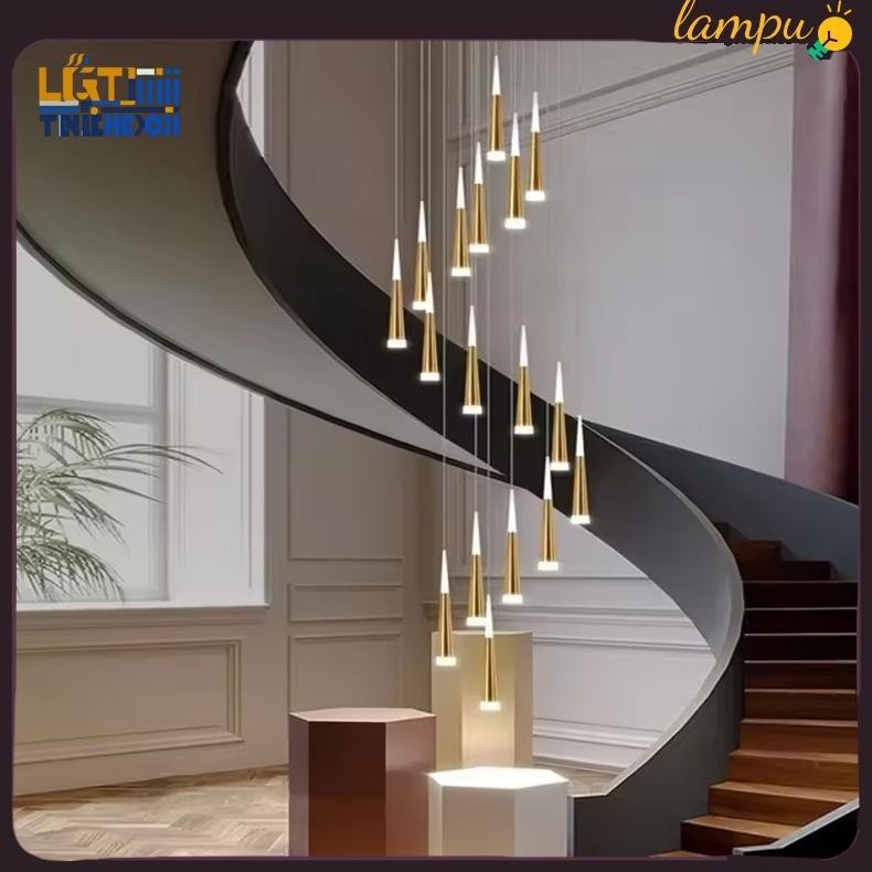 Lampu Tangga Gantung Ruang Tamu Plafon nimalis Ruang tamu LED Revolving Lampu Gantung Ruang Makan La