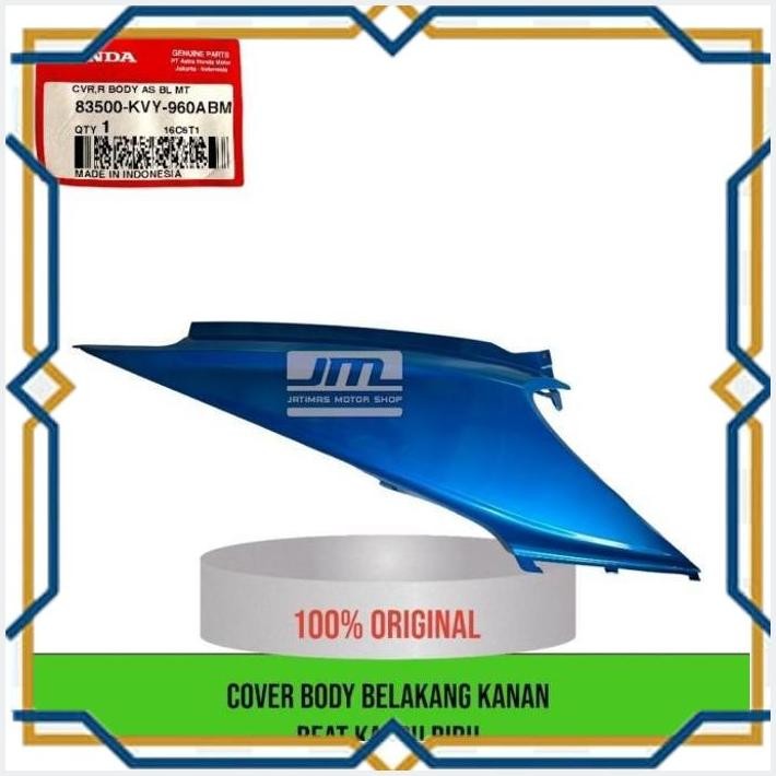 [JAT] COVER BODY BELAKANG BEAT KARBU BIRU 83500-KVY-960ABM