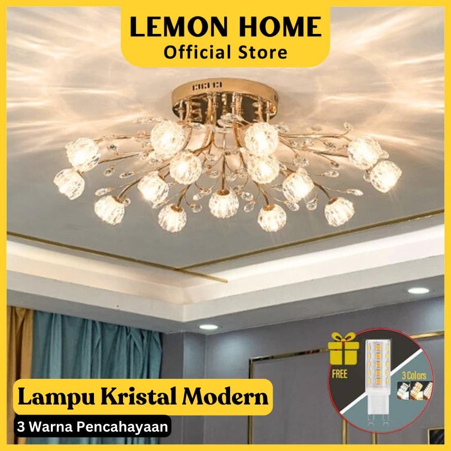 Lemon Home Garansi 1 Tahun Kristal Baru Ruang Tamu Lampu Langit-langit Amerika Kamar Tidur Rendah Re