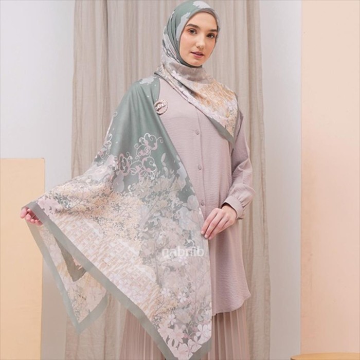 Nabnib - Alemi Series Sage Green Hijab Square Voal Ultrafine
