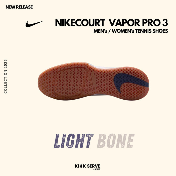 Terbaru Nike Court Vapor Pro 3 - Light Bone Men Women Tennis Shoes Sepatu Tennis Pria Wanita Best