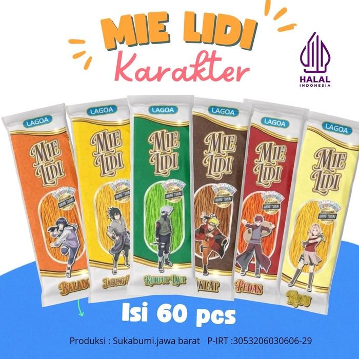 

60 Bungkus Paket Usaha Mie Lidi Karakter Labubu Jual Ecer Custom Rasa Makanan Cemilans