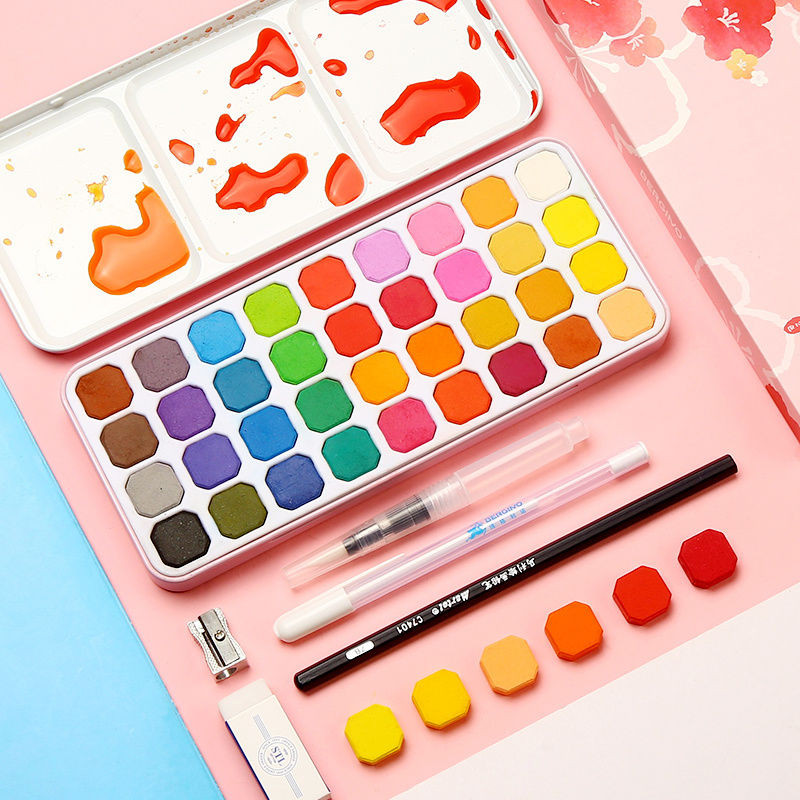 

Beginner Primary School Student Hand-Painted Solid Watercolor Paint Set