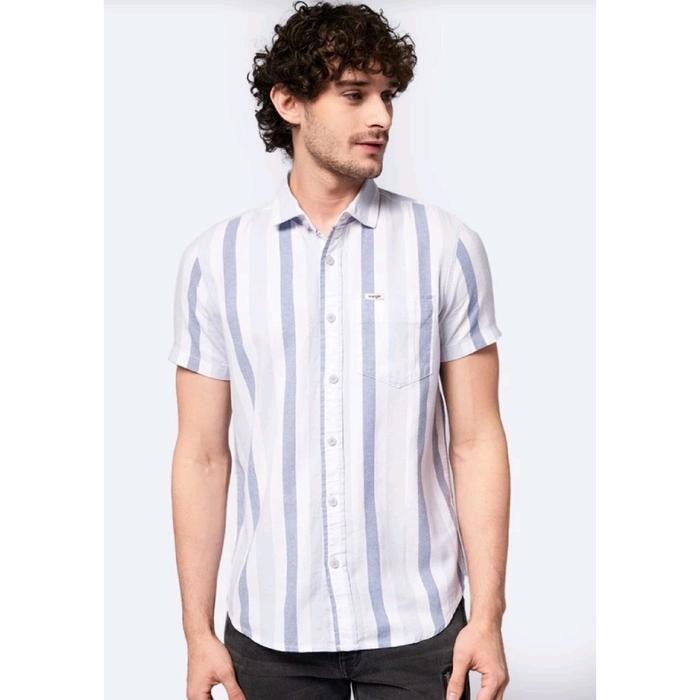 Kemeja Wrangler Original Lengan Pendek Pria Slimfit Cain..10P24 White