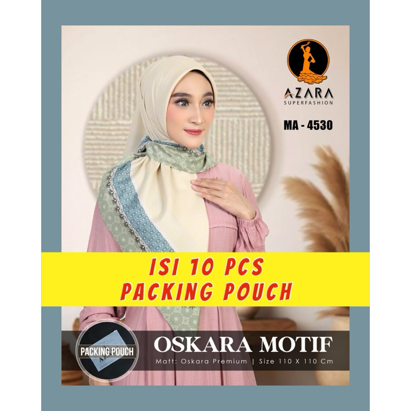 [MA-4530 POU] ISI 10 PCS GROSIR Kerudung Jilbab AZARA OSKARA MOTIF POU Segiempat Polycotton Voal