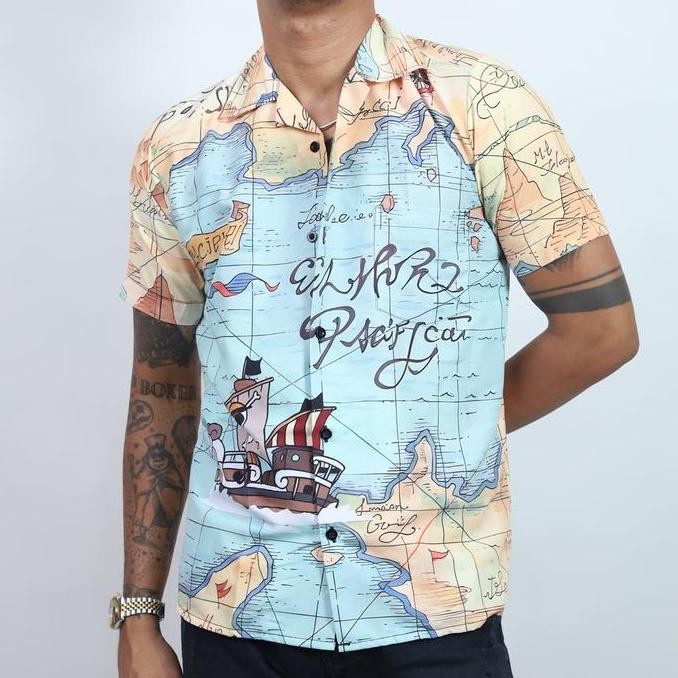 

BAJU KEMEJA KEKINIAN PRIA WANITA DOWEAR MOTIF MAP ONE PIECE 123 PRINTING STOK TERBATAS