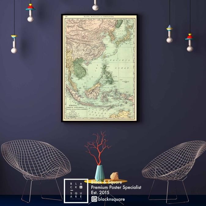 

PREMIUM POSTER - ASIA 1898 VINTAGE MAP - FIBER FRAME 60X100CM STOK TERBATAS