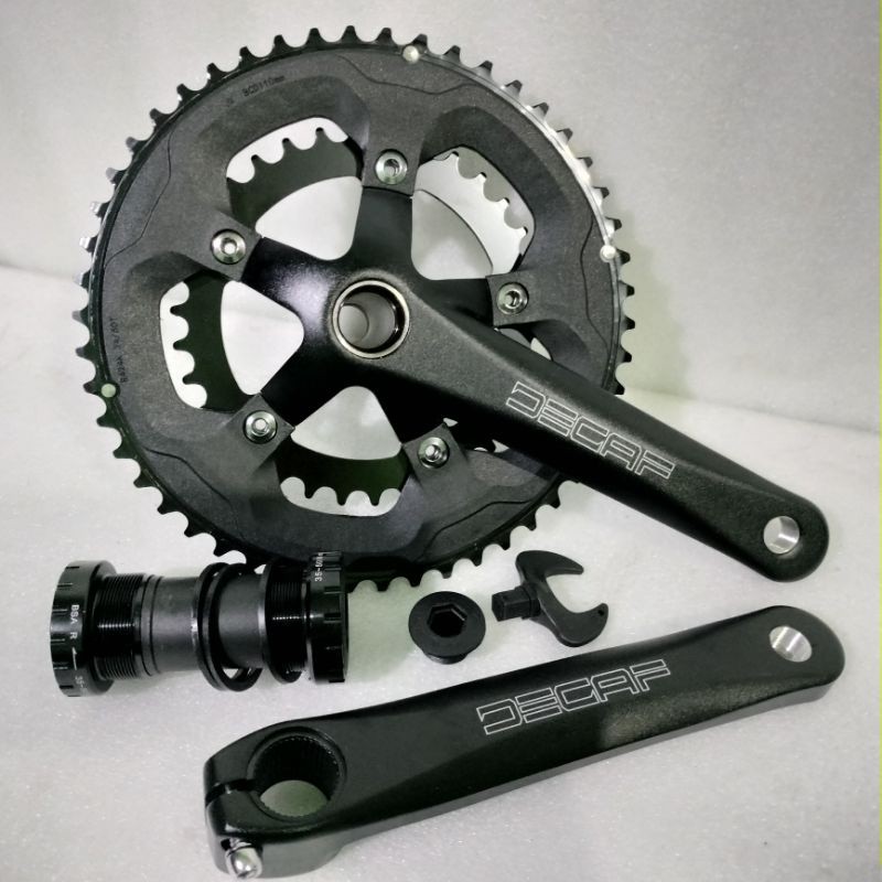 New Crank set Decaf HT2 double 50-34T BCD 110mm Hollowtech 2 include BB