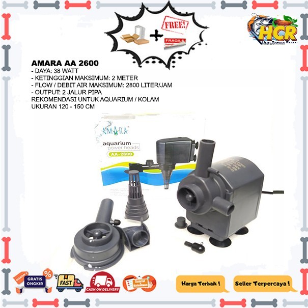 Mesin Pompa Air Celup Aquarium & Hidroponik Venturi Power Head 2600